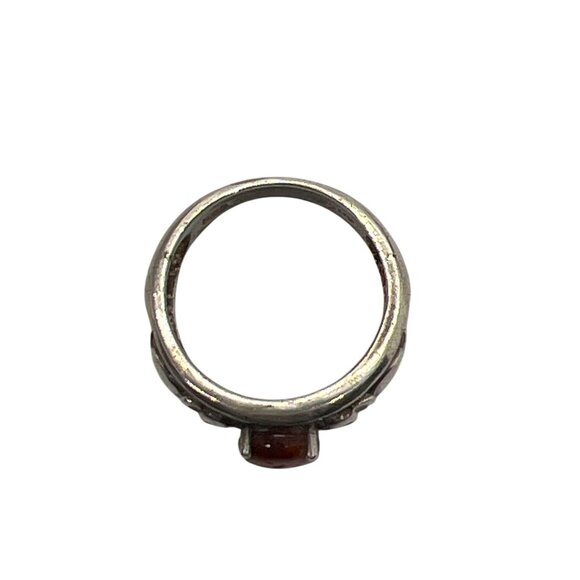 Vintage Sterling Silver Amber Elephant Ring Trunk Up Good Luck - Picture 3 of 4